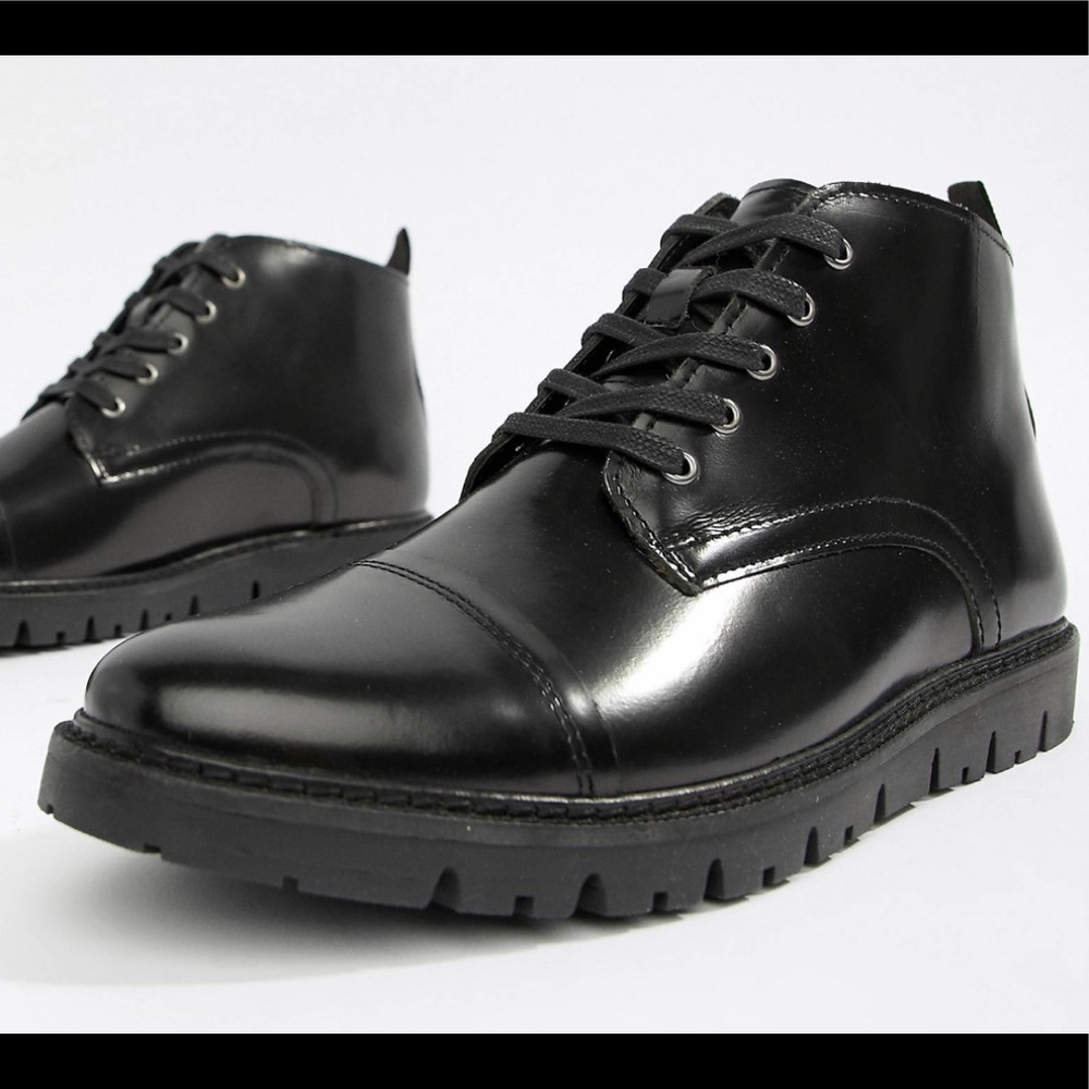 Walk London Timmy black leather ankle boots